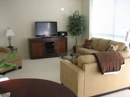 living room view from dining area