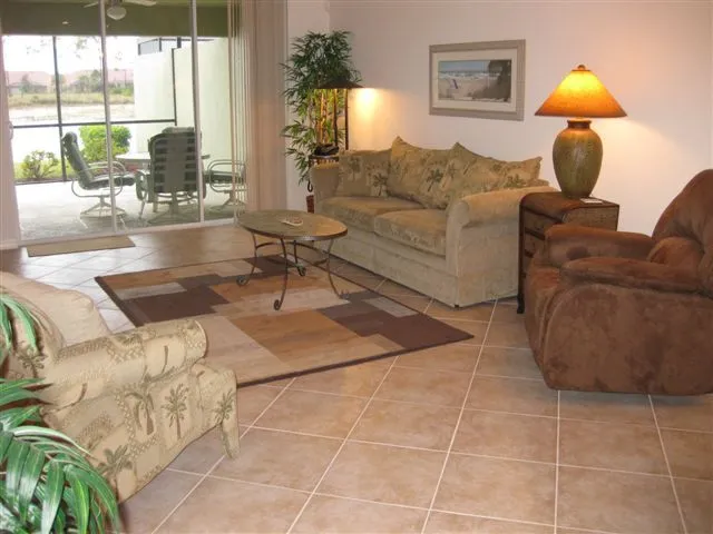 Great Room with Cable TV & view of the Lake & Nature Preserve