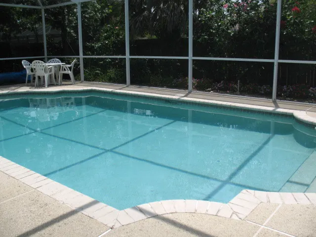 Shaded seating on pool deck