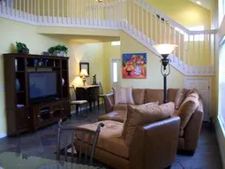 Great room features 50" tv, DVD/CD player, cable and surround sound