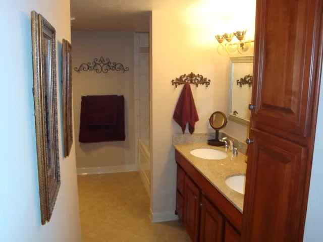 Master bath with jetted tub and walk-in shower