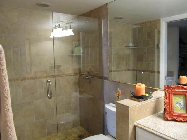 Bathroom with renovated walk in shower