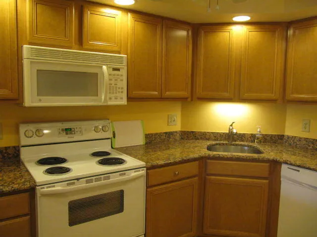 Kitchen View - Granite Countertops and New Cupboards