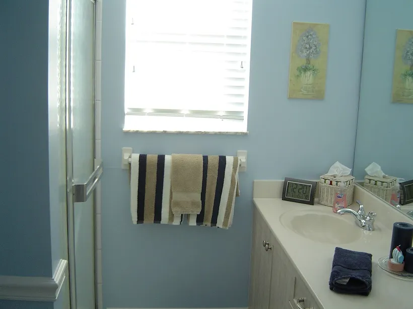 Attached master bath with dual vanities