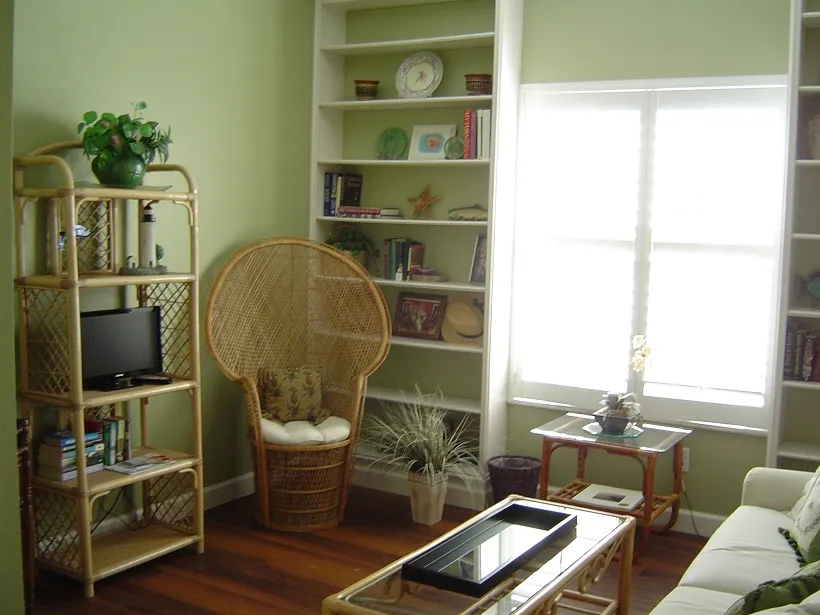 Third bedroom with queen sleeper sofa set up as den/TV room