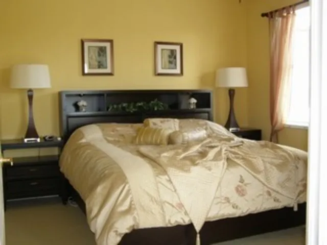 Comfortable and spacious master bedroom with king size bed.
