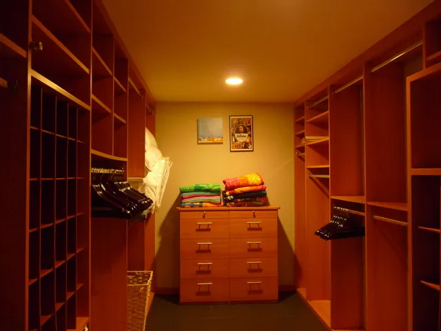 Huge master closet, built in California style.