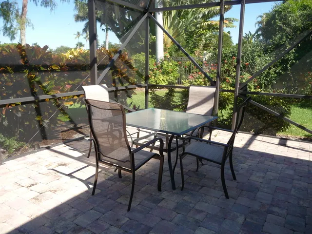 Second outdoor seating area, pool side.