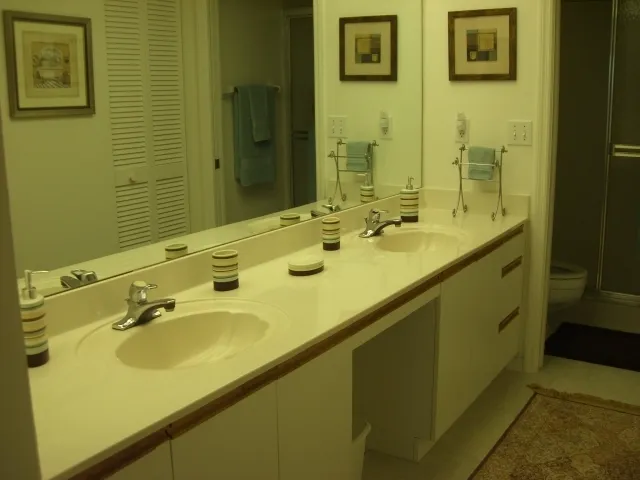 Master Bath Double Sinks with walk in shower