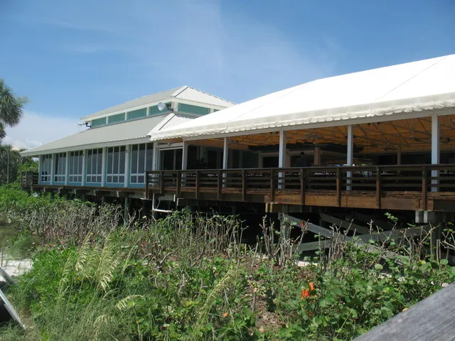 Private beach restaurant outdoor and indoor dining