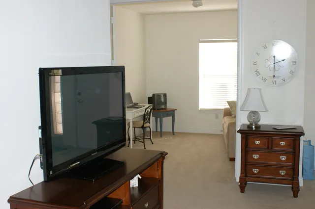 View of Den with French Doors opened.